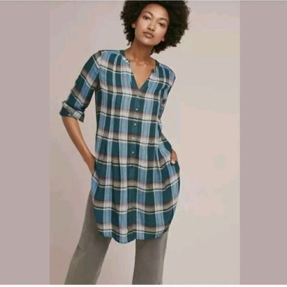 Akemi Kin Lucie Blue Plaid Tunic - Picture 2 of 7